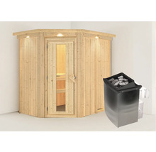 Hoeksauna met saunakachel