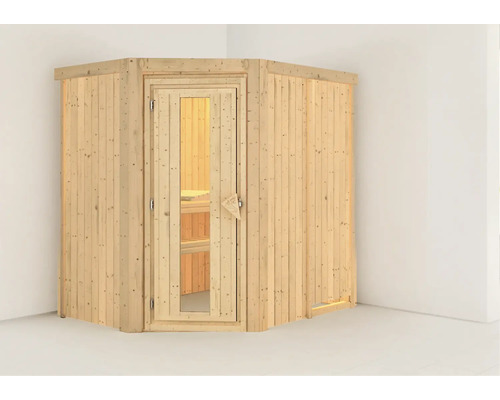 Houten sauna met glazen deur voor binnenshuis