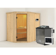 Sauna met saunakachel, stenen en bediening