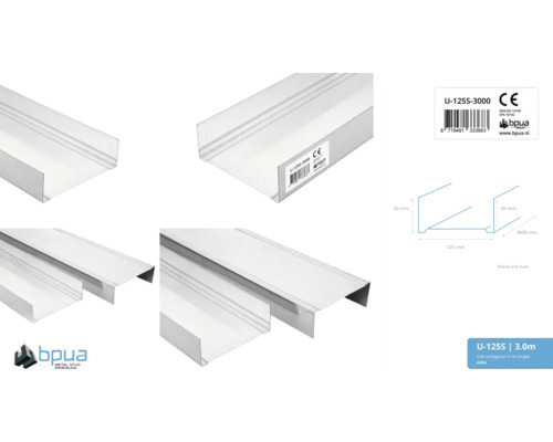 Metalen staander U-profiel, 3000 mm lang