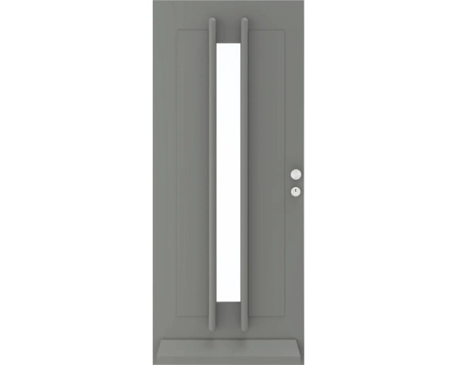 Moderne voordeur met smalle glazen inzet