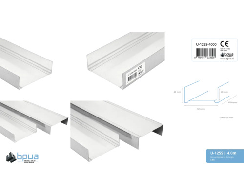 U-profiel staal, 4000 mm lengte