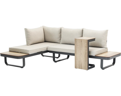 Hoekopstelling tuinlounge met bijzettafel