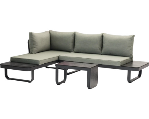 Hoekloungegroep met kussens en bijzettafel