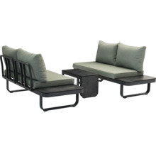 Tuinmeubelset met twee stoelen, kussens en een tafel