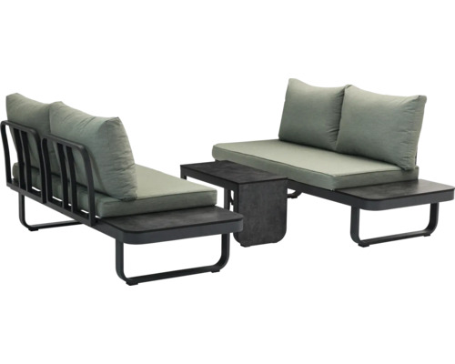 Tuinmeubelset met twee stoelen, kussens en een tafel