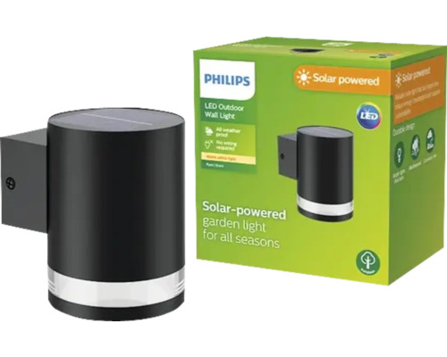 Philips LED buitenwandlamp met zonnepaneel en productverpakking