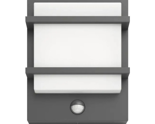 Grijze buitenwandlamp met bewegingsmelder