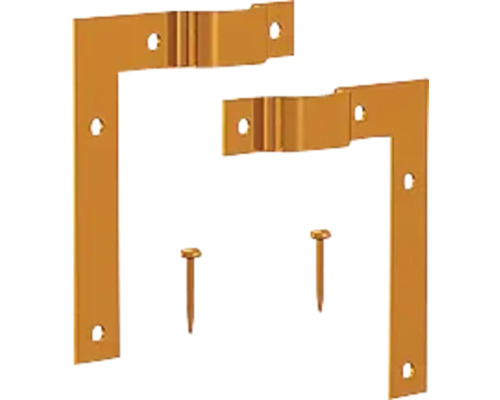 Twee hoekverbinders en twee spijkers.