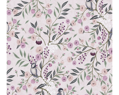 A.S. CRÉATION Vliesbehang 77136-1 Lilly & Luis vogels roze Behang met bloemmotief, bloemen, bladeren en vogels