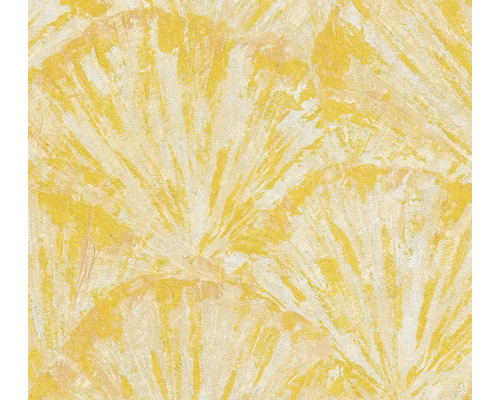 A.S. CRÉATION Vliesbehang 78198-4 Metropolitan Stories abstract geel Geel gestructureerd behang met waaiermotief