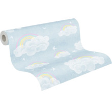 Behangrol met wolken- en regenboogmotief