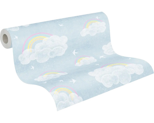 Behangrol met wolken- en regenboogmotief