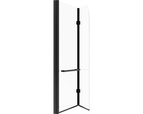 Douchescherm met zwart frame en handdoekhouder