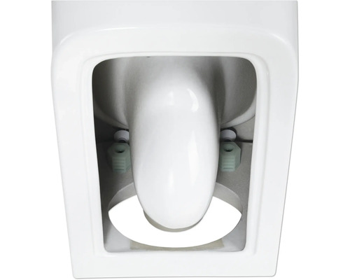 Detailopname van een witte toiletpot met bevestigingsmateriaal