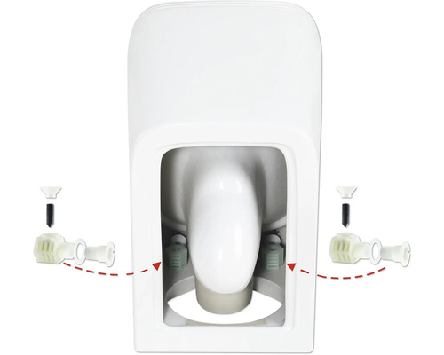 Detailaanzicht van een toilet met bevestigingsmateriaal