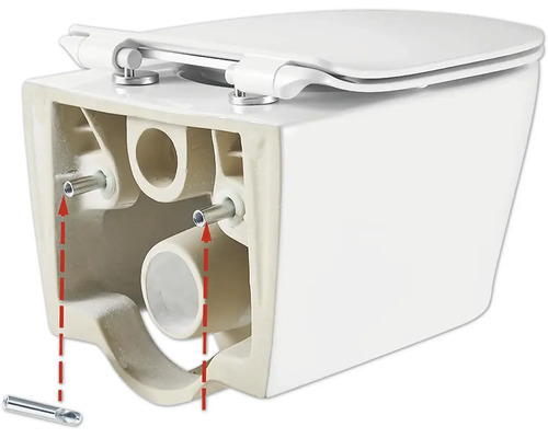 Wandcloset met diepe spoeling en bevestiging