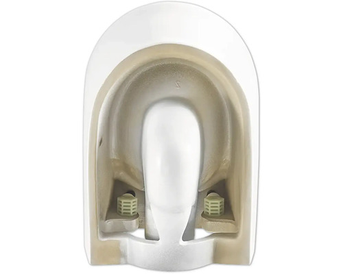 Binnenkant van een wit keramisch toilet