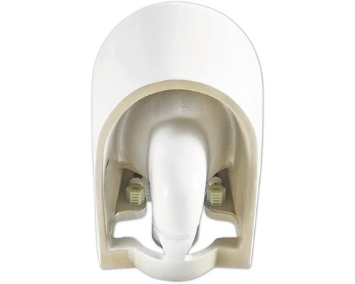 Onderkant van een wit toilet