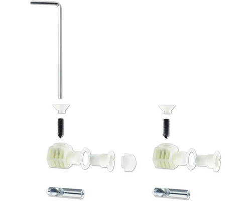 Explosietekening van een meubelverbinder met inbussleutel