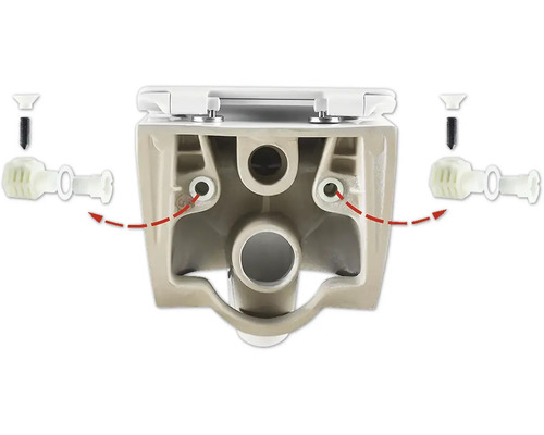Detailaanzicht van een toilet met bevestigingsmateriaal