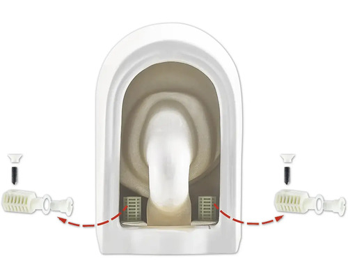 Uitzicht in een urinoir met bijbehorende urinoirzeven en schroeven