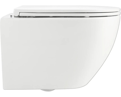 Wandhangend toilet met gesloten spoelrand en toiletzitting