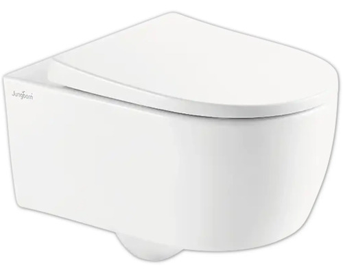 JUNGBORN Hangend toilet rimless FIVE glans wit met turbo flush incl. softclose wc-bril met quick-release Wandcloset met deksel van Jungborn