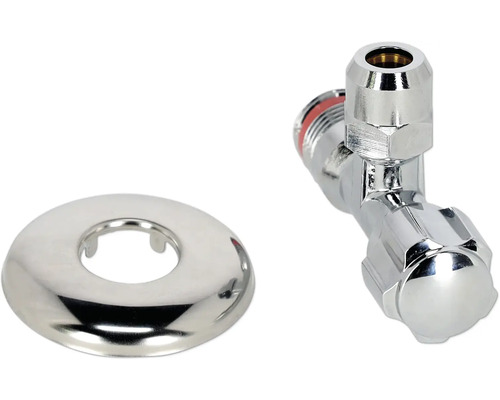 Hoekstopkraan van metaal met rozet