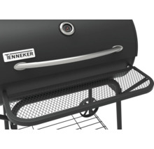 Detailopname van de Tenneker houtskoolgrill met opbergruimte en temperatuurweergave