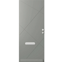 Moderne voordeur met geometrisch ontwerp, brievenbus en veiligheidsslot