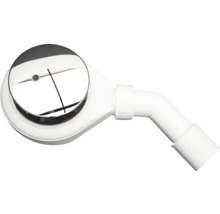 Badafvoergarnituur met verchroomde stop en witte sifon