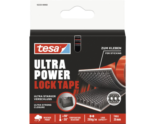 TESA Ultra Power Lock klittenband tape 1 m x 25 mm