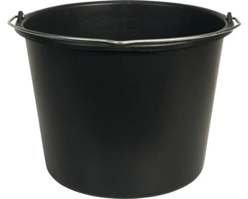 Zwarte kunststof emmer met metalen handvat