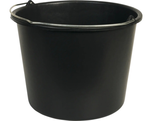 Zwarte kunststof emmer met metalen handvat