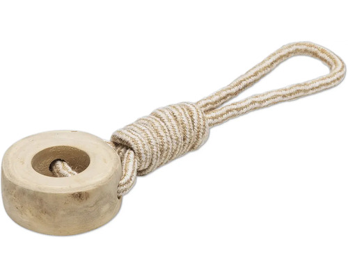 Hondenspeelgoed van hout met touwlus