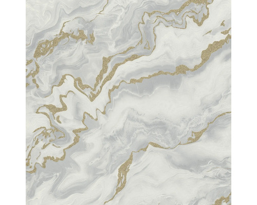 ERISMANN Vliesbehang 10447-31 Elle Decoration 4 steenoptiek grijs Behang met marmerpatroon en gouden accenten