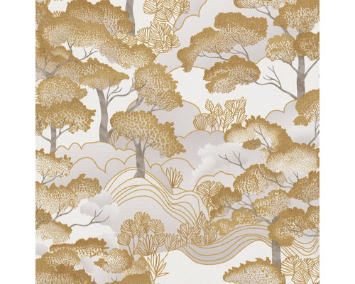 ERISMANN Vliesbehang 10448-30 Elle Decoration 4 natuur goud Gepatroneerd textiel met boommotief