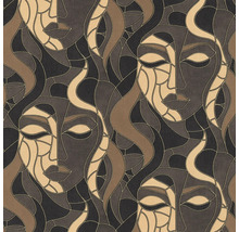 Behang met abstract vrouwengezichtpatroon