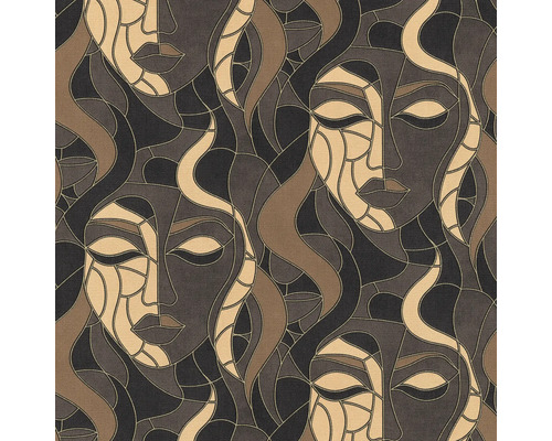 Behang met abstract vrouwengezichtpatroon