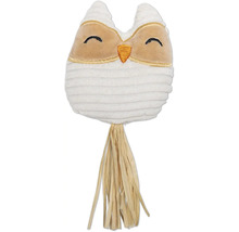 Decoratieve uil van pluche met raffia franjes