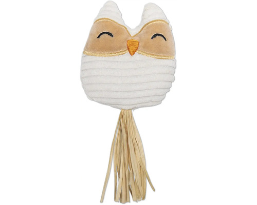 Decoratieve uil van pluche met raffia franjes