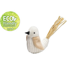 Beige-witte vogel als kattenspeelgoed met keurmerk van gerecycled materiaal