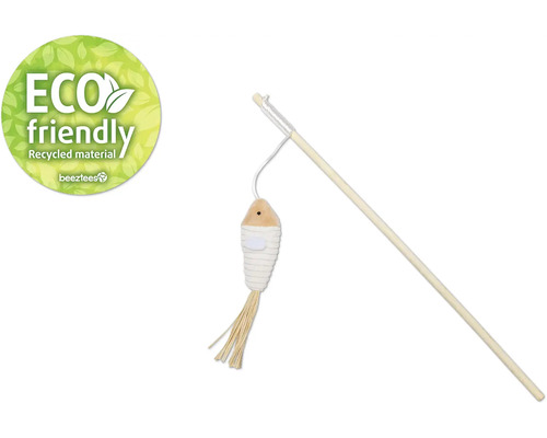 Kattenspeelgoed hengel met vis van gerecycled materiaal en Eco Friendly keurmerk