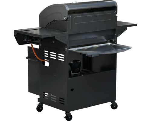 Gasbarbecue met zijplanken en wielen voor buiten