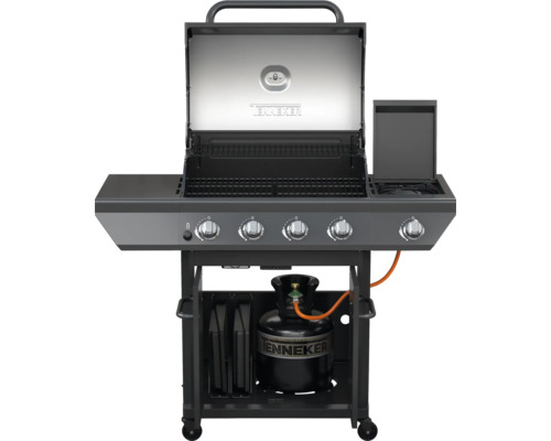Tenneker gasbarbecue met vijf branders, open