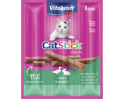 Vitakraft CatStick Classic kattensnack met eend en konijn, 3 stuks