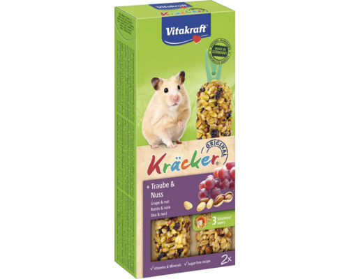 Vitakraft Kräcker hamstervoer met druiven- en notensmaak in verpakking