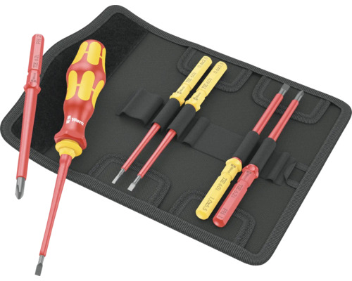 WERA Gereedschapset Kraftform Kompakt VDE 7 Universal 1 Toolfinder, 7-delig Wera schroevendraaierset met meerdere schroevendraaiers in een zwarte tas