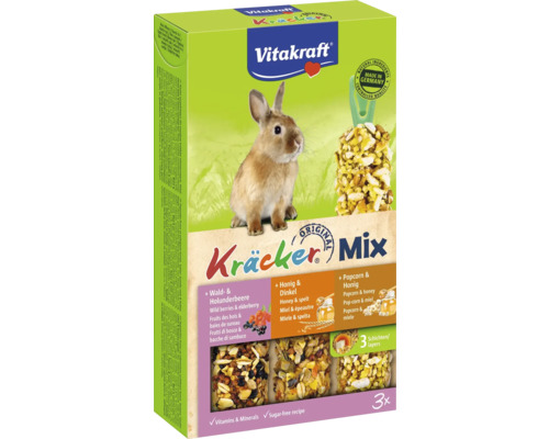 Vitakraft Kräcker Mix voor knaagdieren, met bosbessen, vlierbessen, honing en spelt